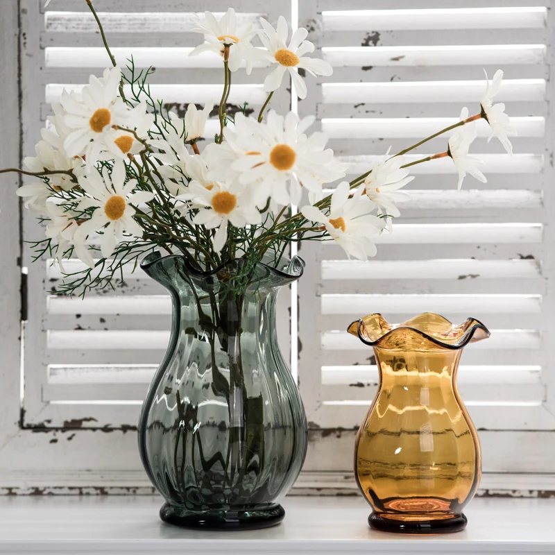

Nordic Crystal Flower Vase Minimalist Dining Table Transparent Glass Vases Round Hydroponic Design Decoration Salon Home Decor