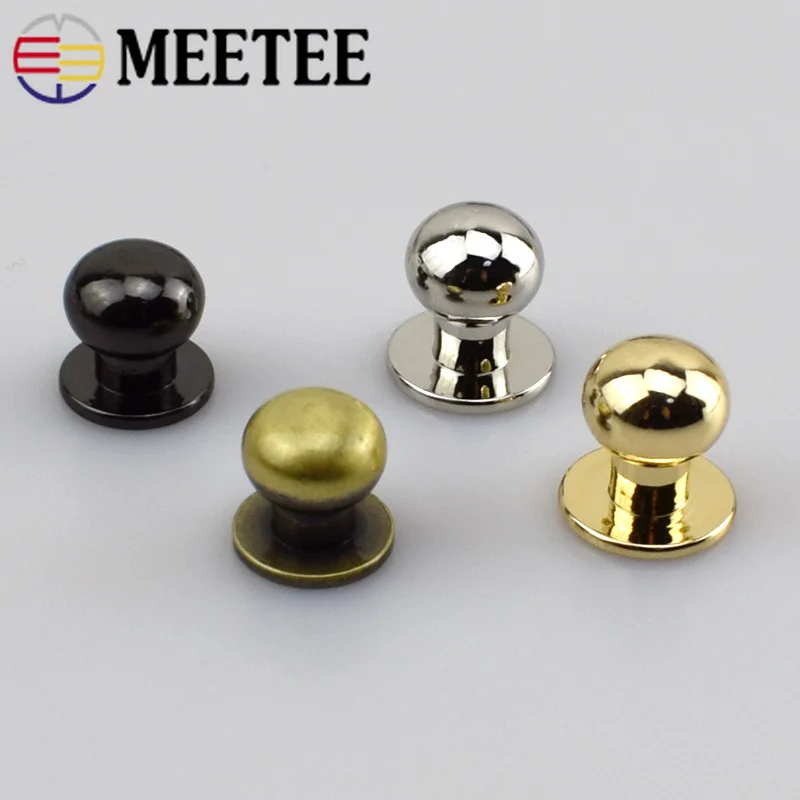 Meetee, 50 шт., 4-12 мм, металлические заклепки для сосков, для кошельков, Fastner, застежки, сделай сам, шпильки, винты, кнопки, кожевенное ремесло, аксессуары