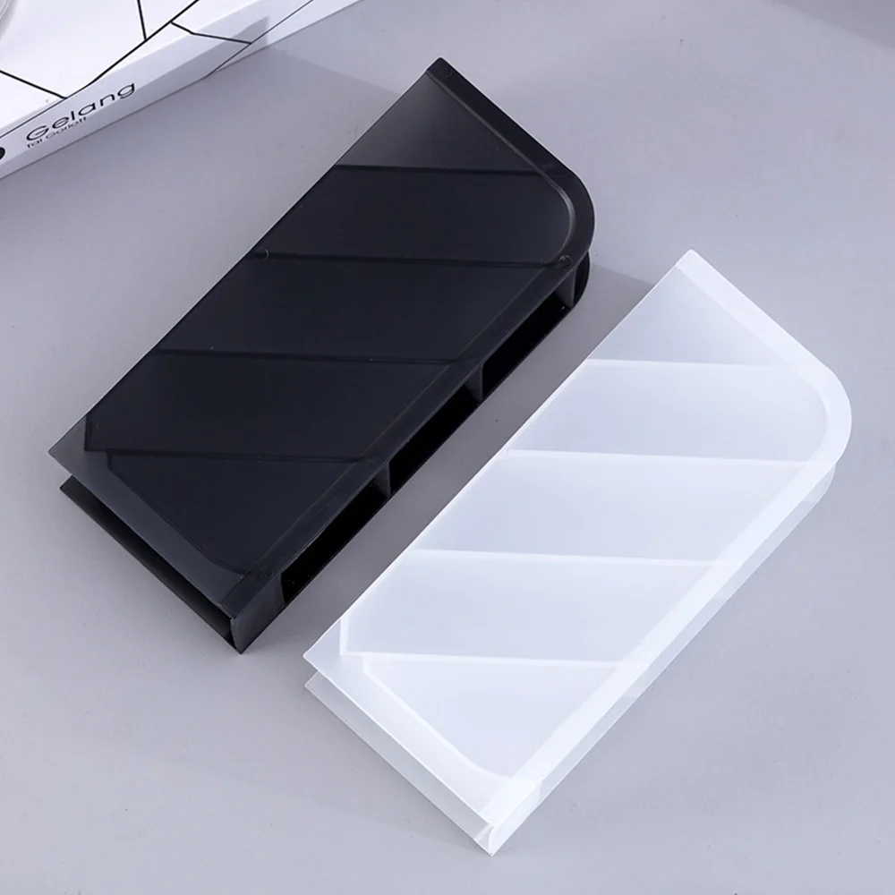

Multi-function 4 Grid Desktop Pen Holder Office School Storage Case Clear White Black Plastic Box Desk Pen Pencil Organizer