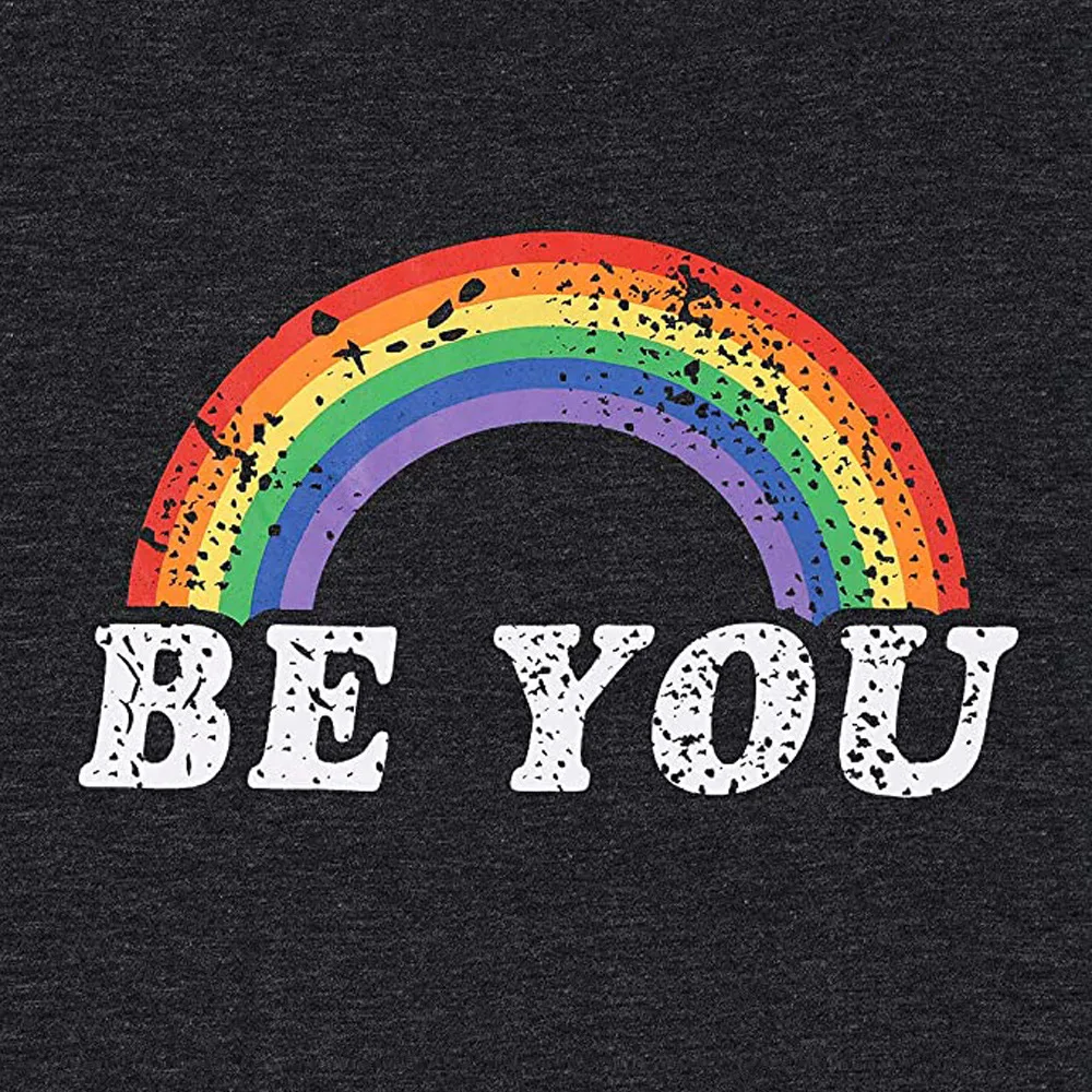 

Summer New O-Neck Short Sleeve Women's Tops Tee Rainbow and BE YOU Letter Print T-shirt Women Cotton Casual Harajuk t shirt