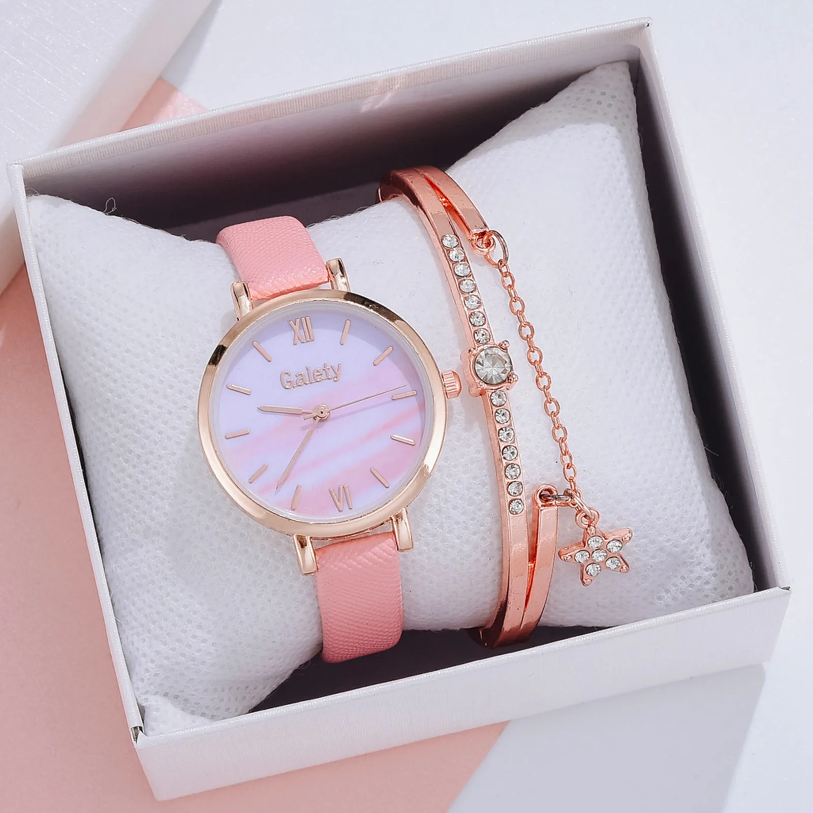 

2021 Women Watches Bracelet Set Starry Sky Ladies Bracelet Watch Casual Leather Band Quartz Wristwatch Clock Relogio Feminino