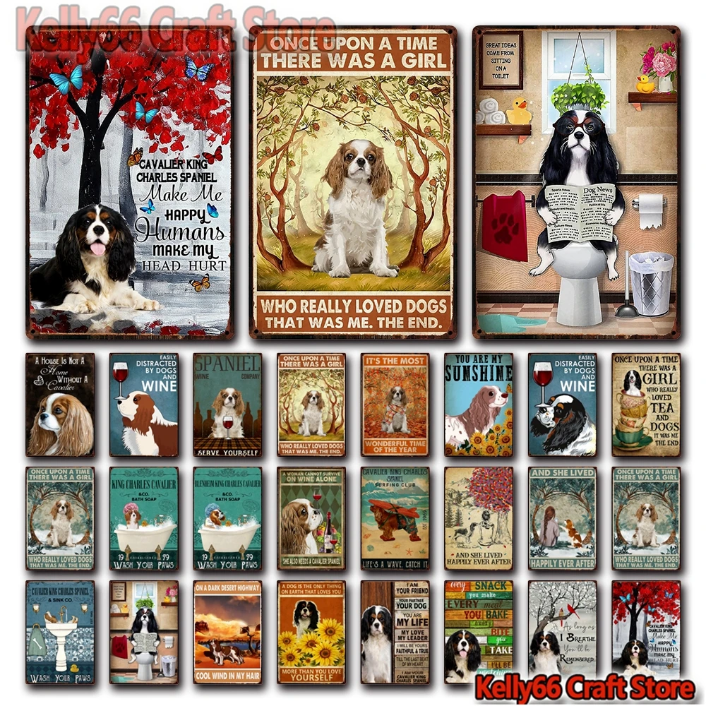 [Kelly66] Домашние животные кавалер Кинг Чарльз спаниель ванночка собака искусство