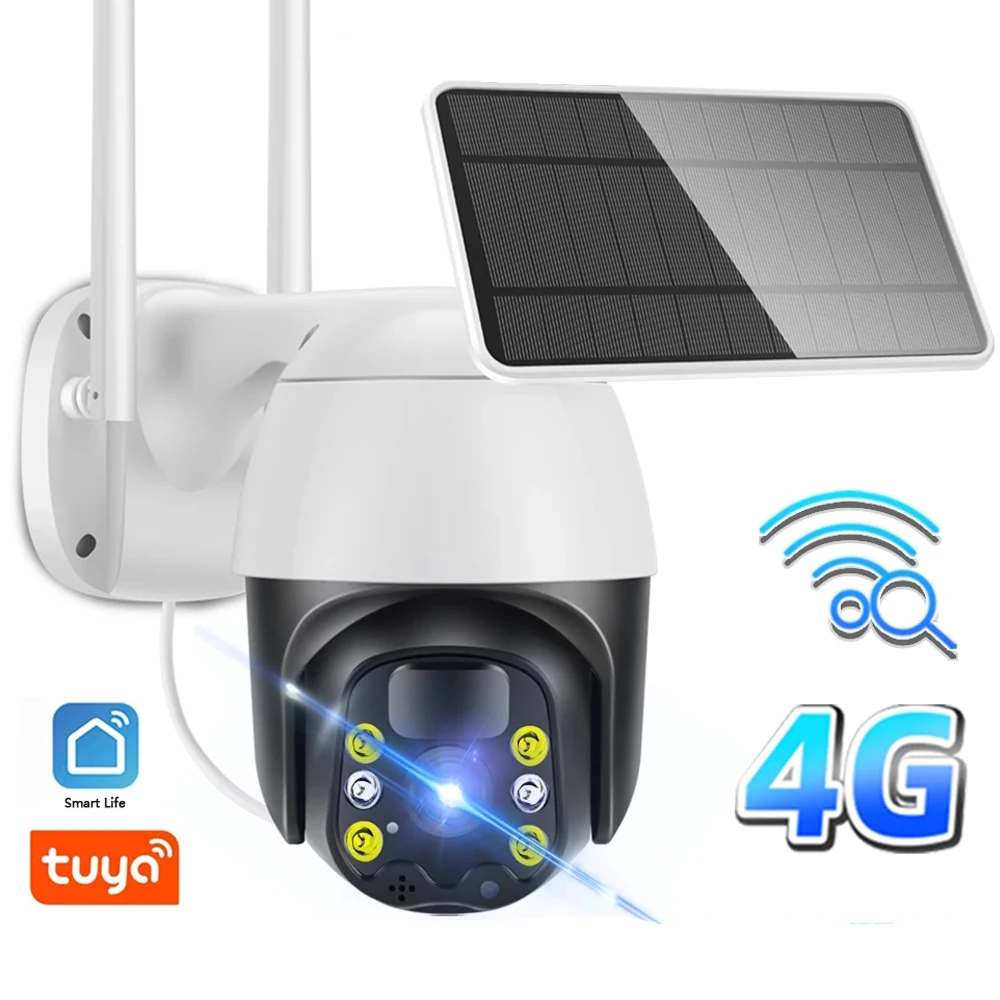 

Tuya Smart Life WiFi 4G Solar Camera Outdoor Solar Power 3MP 1536P IP PTZ Battery Camera Color Night Vision Alexa Google Home