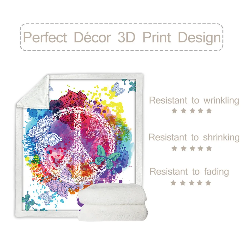 BeddingOutlet бархатное плюшевое одеяло с бабочками красочное из шерпы для кровати