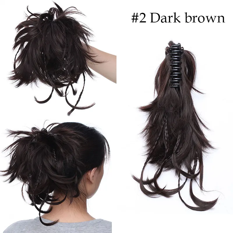 dark brown S-noilite, высокотемпературные волоконные шиньоны, длинные волнистые синтетические накладные волосы на заколках, конский хвост для женщин, черный, коричневый - Цвет: dark brown