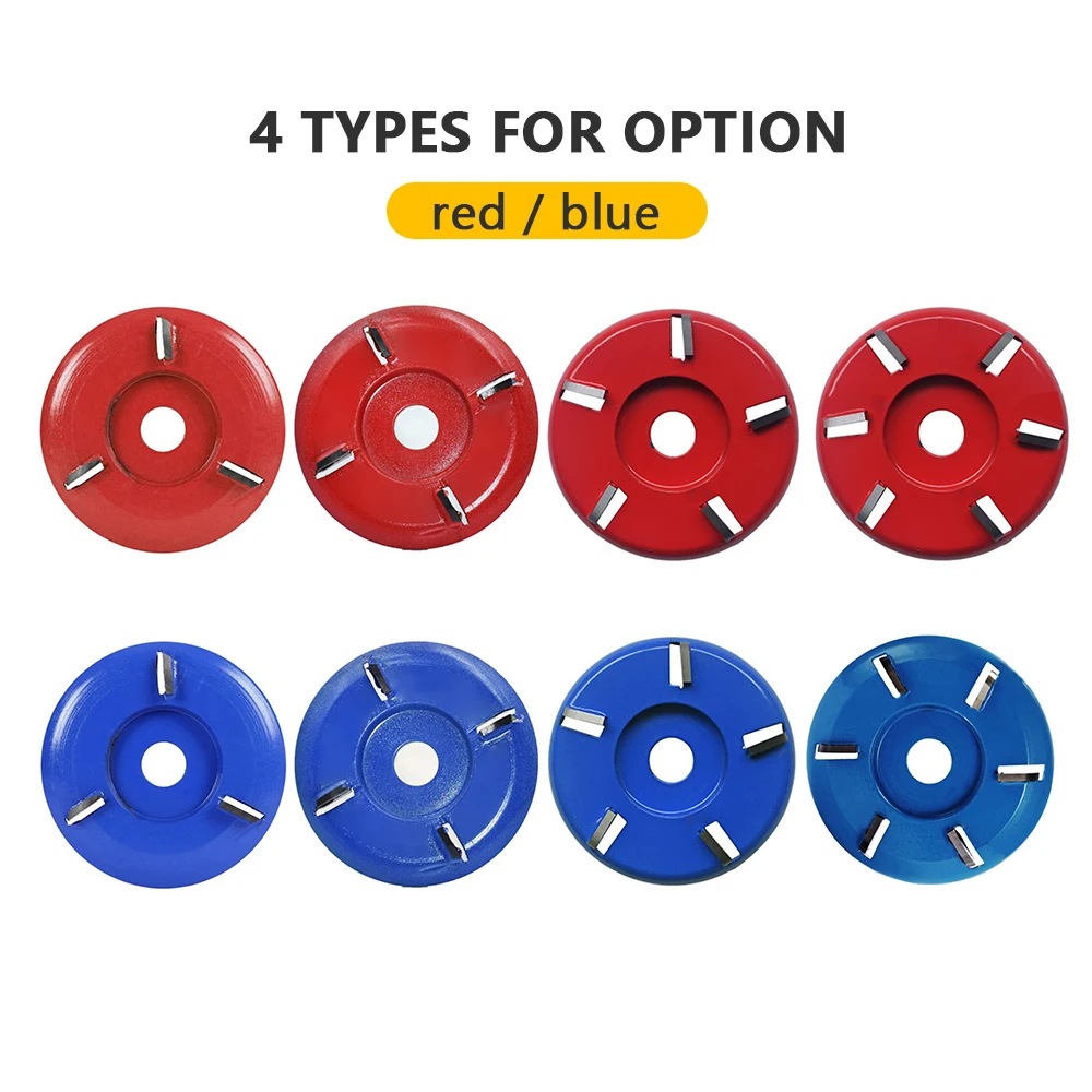 

90mm Diameter 16mm Bore Three Four Five Six Teeth Woodworking Turbo Tea Tray Digging Wood Carving Disc Tool Milling Cutter Red
