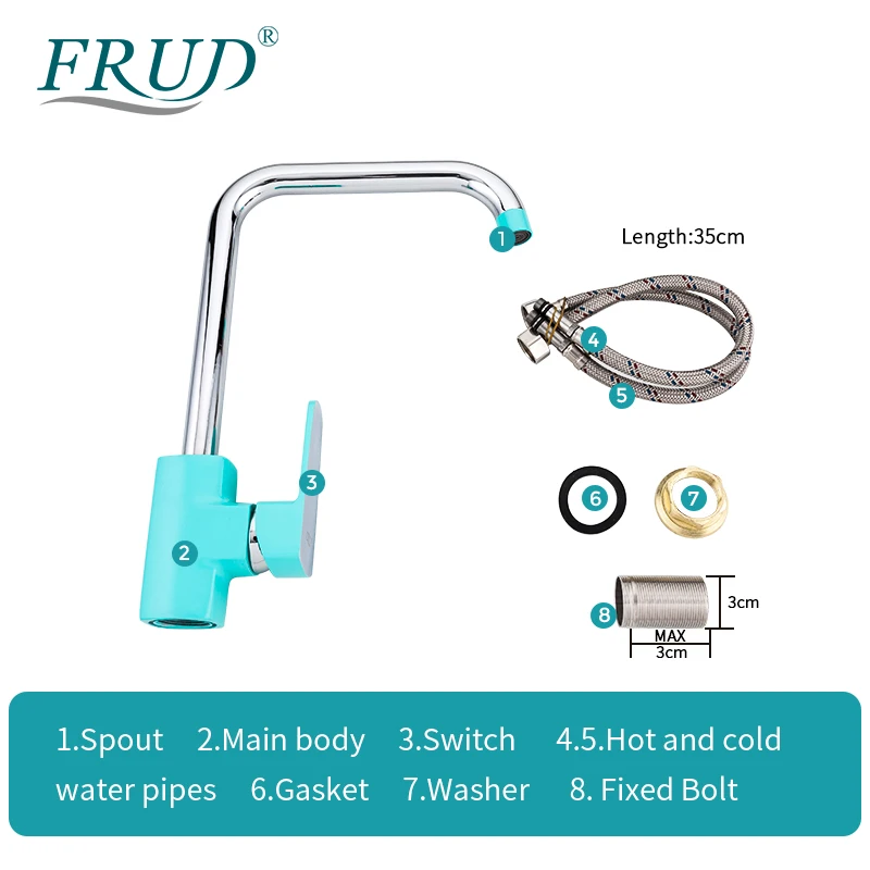Смеситель для кухни FRUD кухонный кран на раковину с одной ручкой поворотный излив