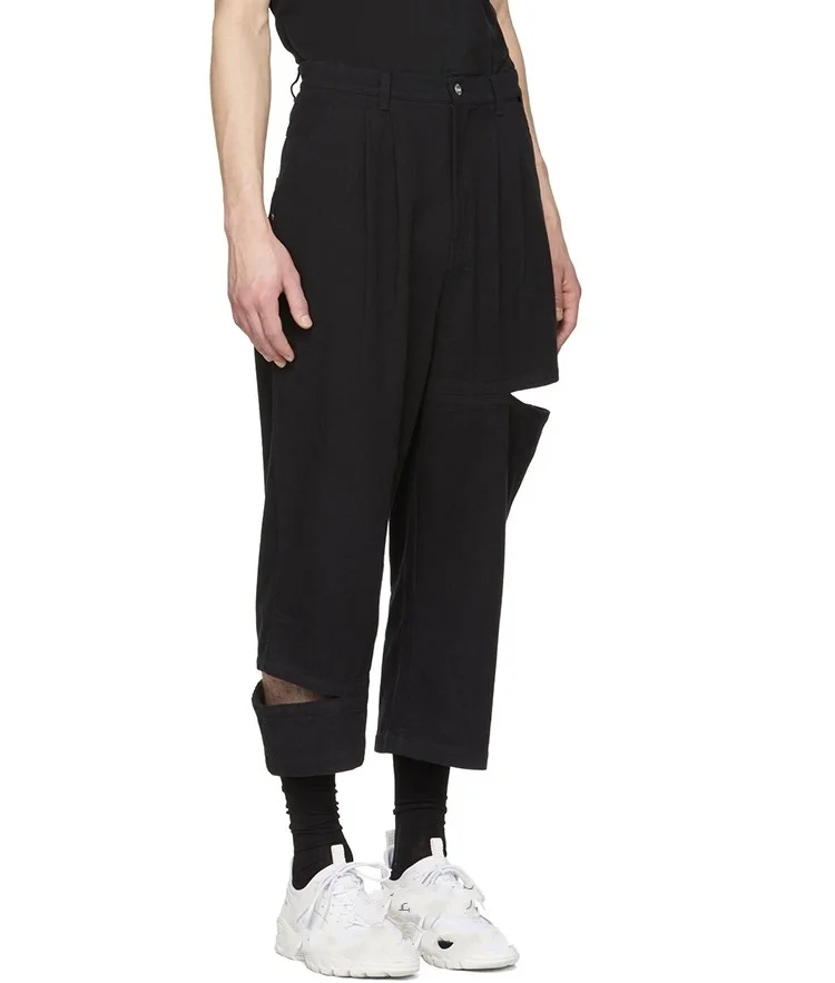 

Casual Men's Pants Holes Spring Summer Products Stitching Broken Wide Leg Pants Loose Pants Hanger Plus Size Men