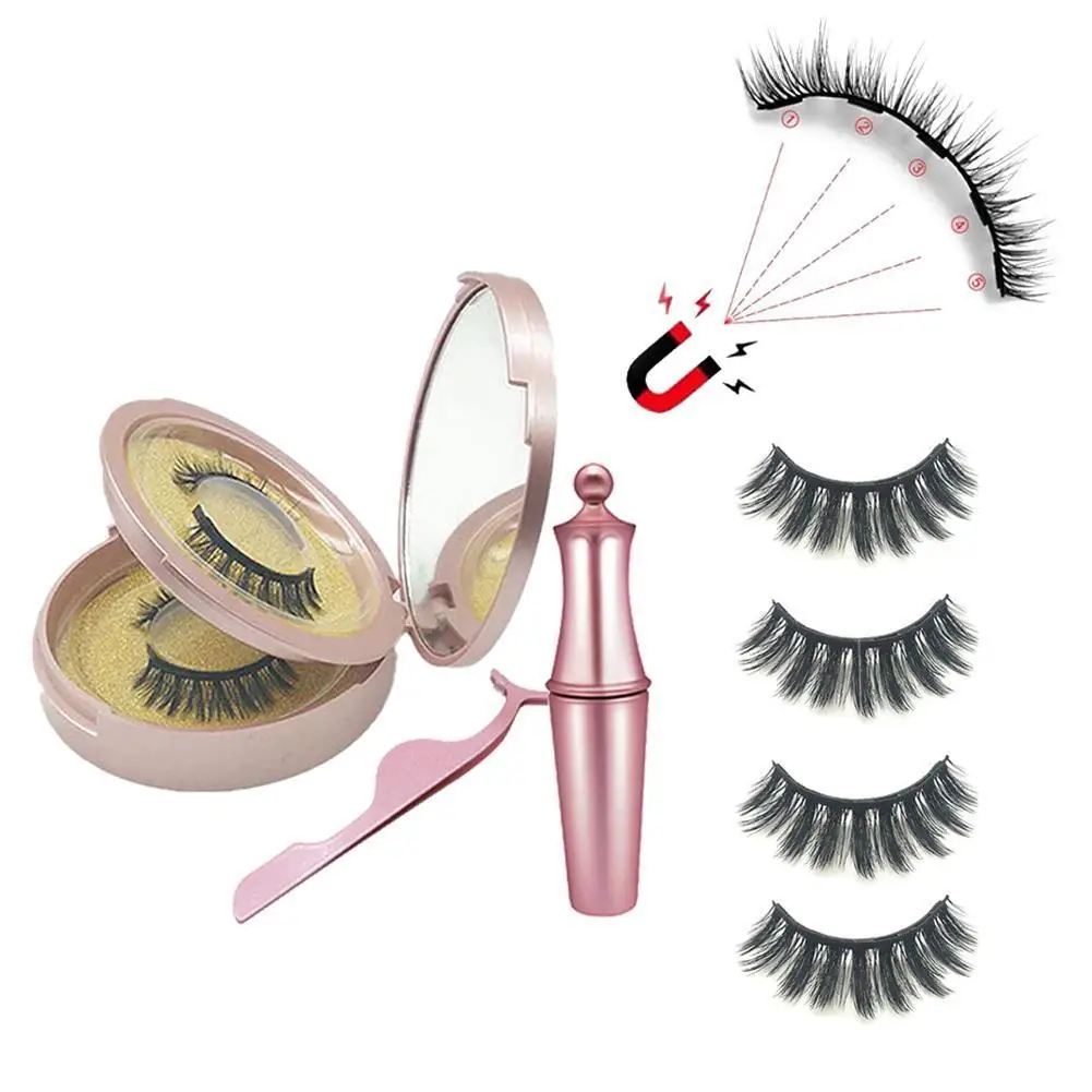 

3D Magnetic Eyelashes and Eyeliner Set Natural Long False Mink Magnetic Lashes Wholesale In Bulk Reusable Beauty Make Up Tool
