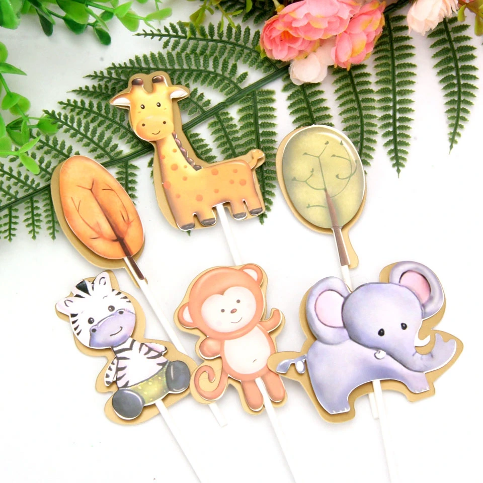 1 комплект топпер для торта с изображением животных и кактусов | Дом сад