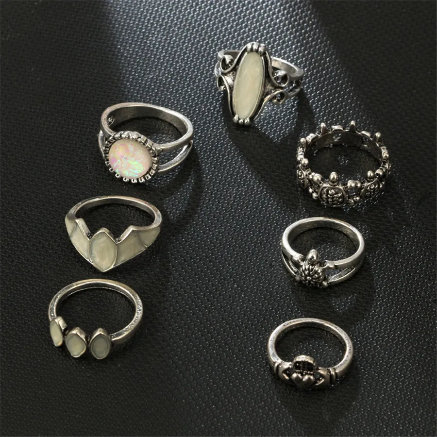 RAVIMOUR 12 шт./компл. Bague Femme винтажный большой геометрический набор колец Tortois Knuckle Finger Ring серебристого цвета Бохо украшения в стиле бохо