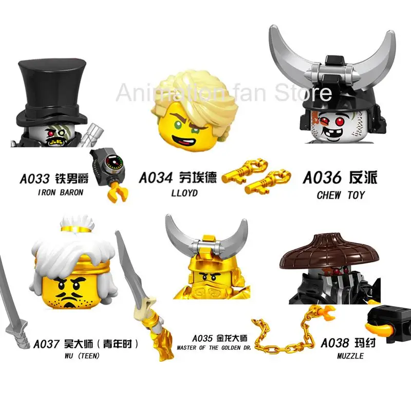 

Ninjago blocks assembling Toys for children boys lloyd youth Master Wu Soldiers golden dragon Anime action figures sets A033-040