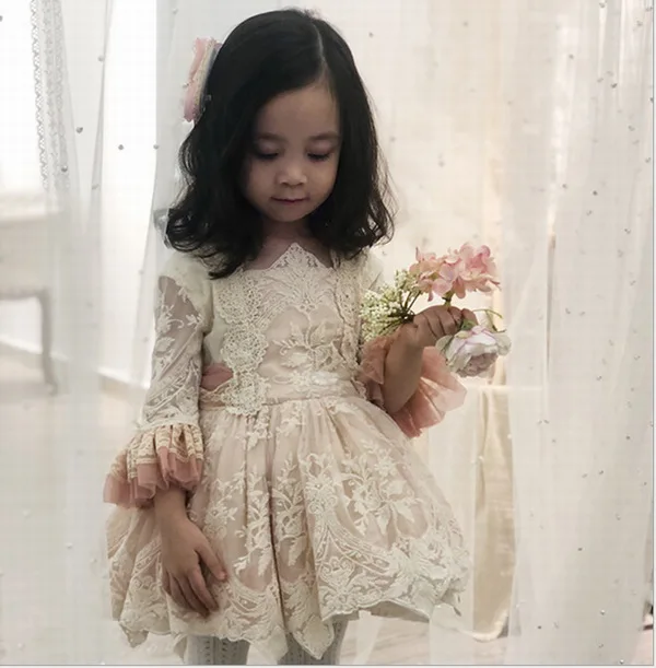 

Lolita Baby Girl Dress 2020 New Style Embroidery Lace Birthday Party Dress With Sash Kids Clothes 1-5Y YM001