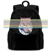 nuclear assault handle with care s o d anthrax trash metal new black mens cool t women men backpack laptop travel school
