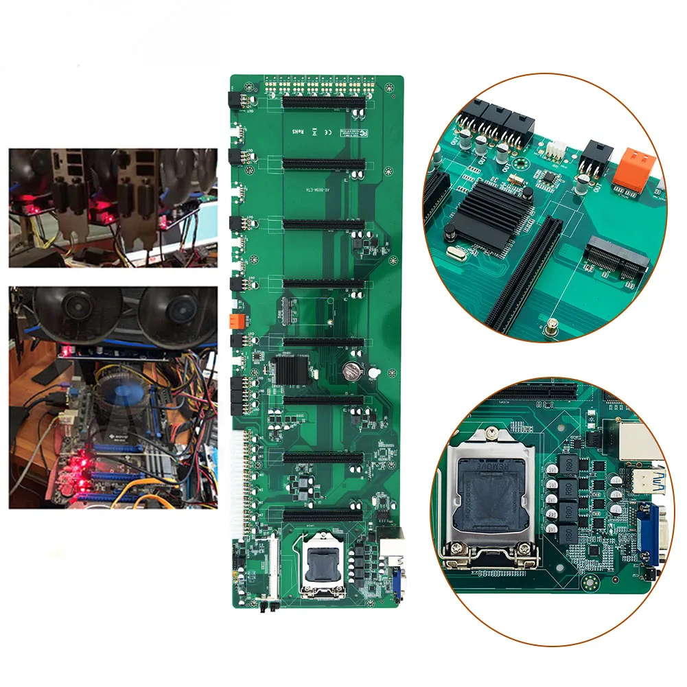 

Mining Motherboard B85 In-line BTC Multi Graphics 8 Card Motherboard for Computers Mine Board Expansion Card 1 x Notebook DDR3