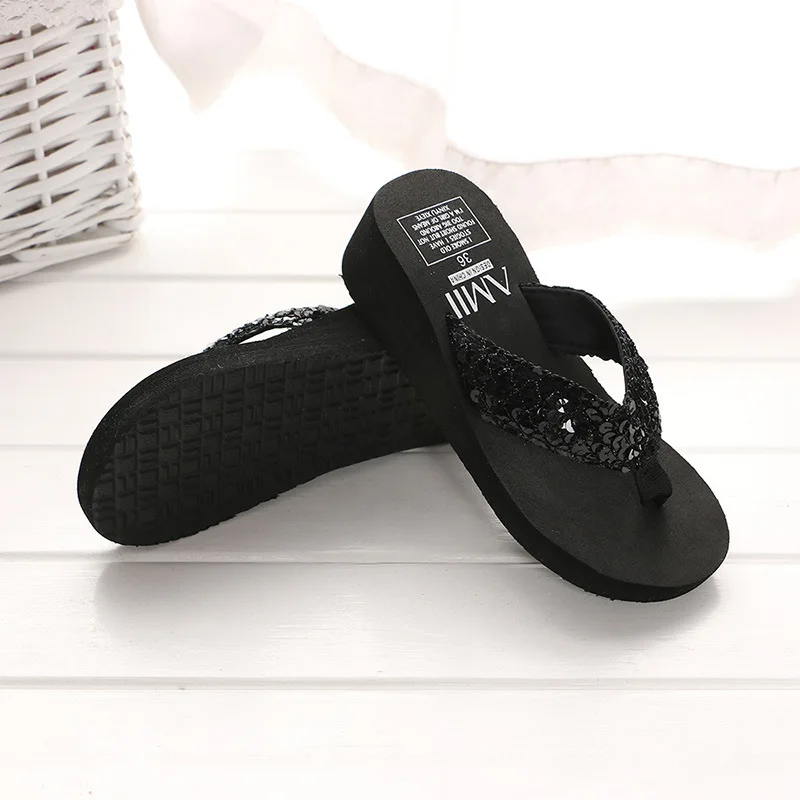 Женские пляжные шлепанцы с блестками из ЭВА Сандалии Повседневные женские на