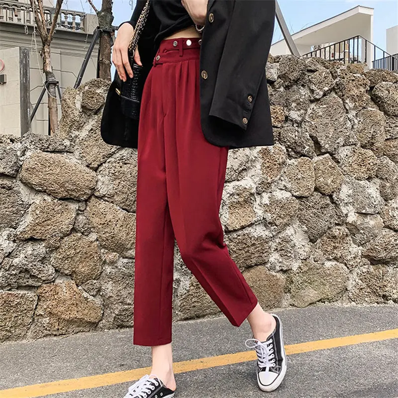 

HziriP High Waist Hot Chic Slim Casual 2020 Harem Pants Plus Size Vintage Solid Women Slender Loose New Ankle Length Pants