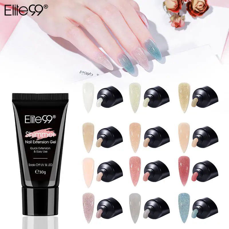 Elite99 30 г желе гель глянцевый мерцающий строитель акриловые ногти прозрачный