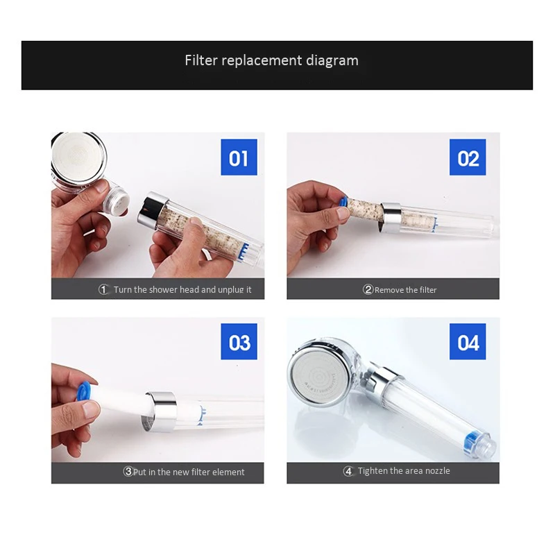 

Bathroom Handheld Shower Water Saving Head Set with 5 Filters High Pressure Portable Shower Head Hand Shower