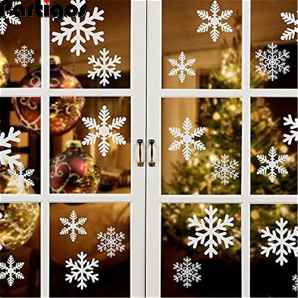 

27 pcs/lot snowflake electrostatic Sticker Window Kids room Christmas Wall Stickers Home Decals Decoration New Year wallpaper