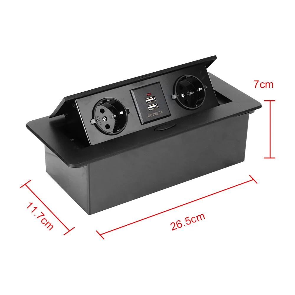 Настольная розетка с USB-зарядкой Черная/Серебристая настольная для