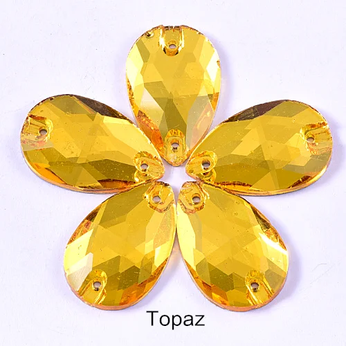 Topaz Каплевидные стразы, много цветов, пришивные стразы с плоской задней стороной, стеклянные хрустальные каплевидные стразы, свадебное платье F0155 - Цвет: Topaz