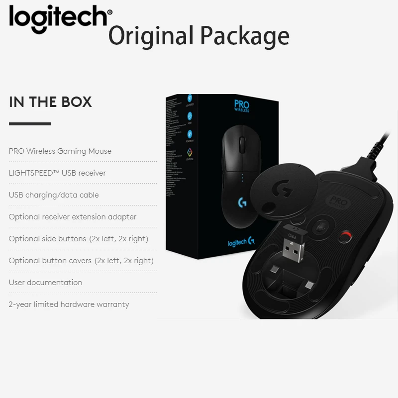 Беспроводная игровая мышь Logitech G PRO RGB двойной режим с датчиком HERO 16000DPI лазерная