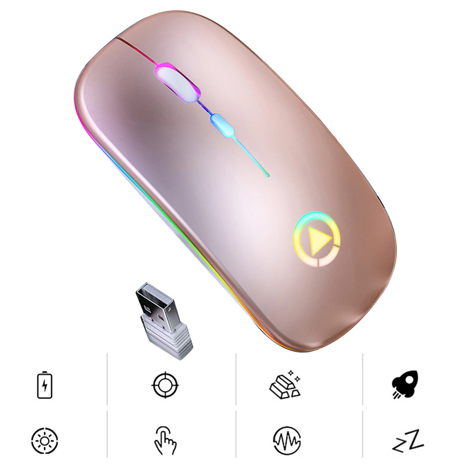

2.4GHz Ultra-Thin Wireless Optical Mouse Bluetooth RGB Rechargeable Mouse LED Silent Gaming Mouse For Laptop PC