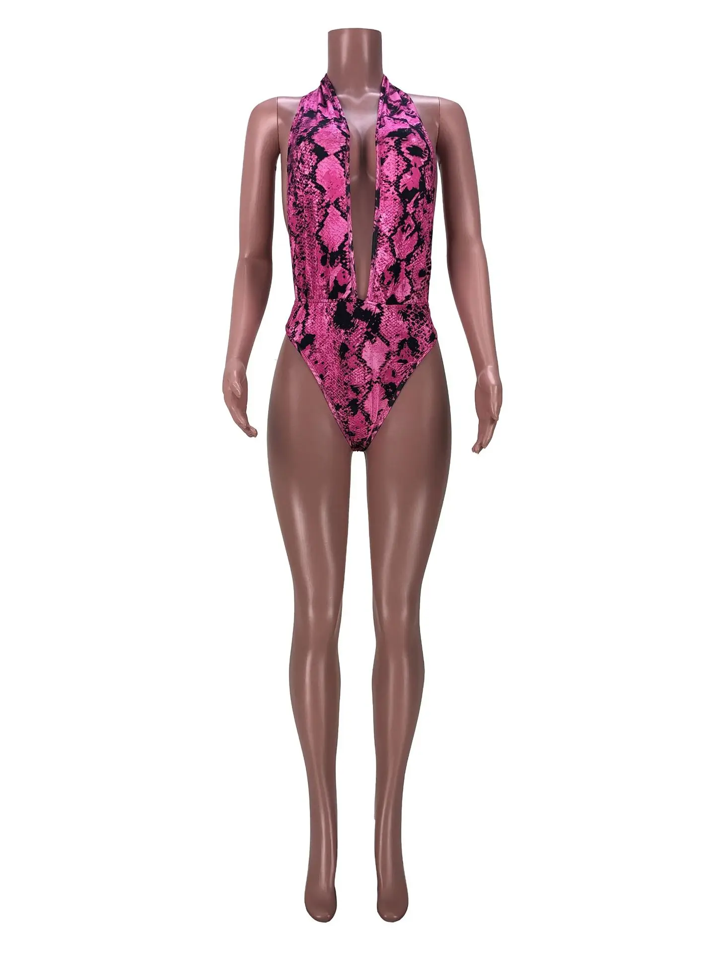 

Deep V Bodysuit for Women 2021 Snake One Piece Swimwear Sexy Beachwear Bathing Suits Swimming Wear