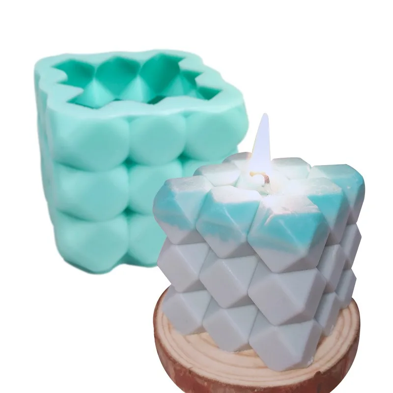 

Three-dimensional Rubik's Cube Candle Mold Aromatherapy Plaster Mold Square Chocolate Cake Baking Mold Geometric Diamond Mousse