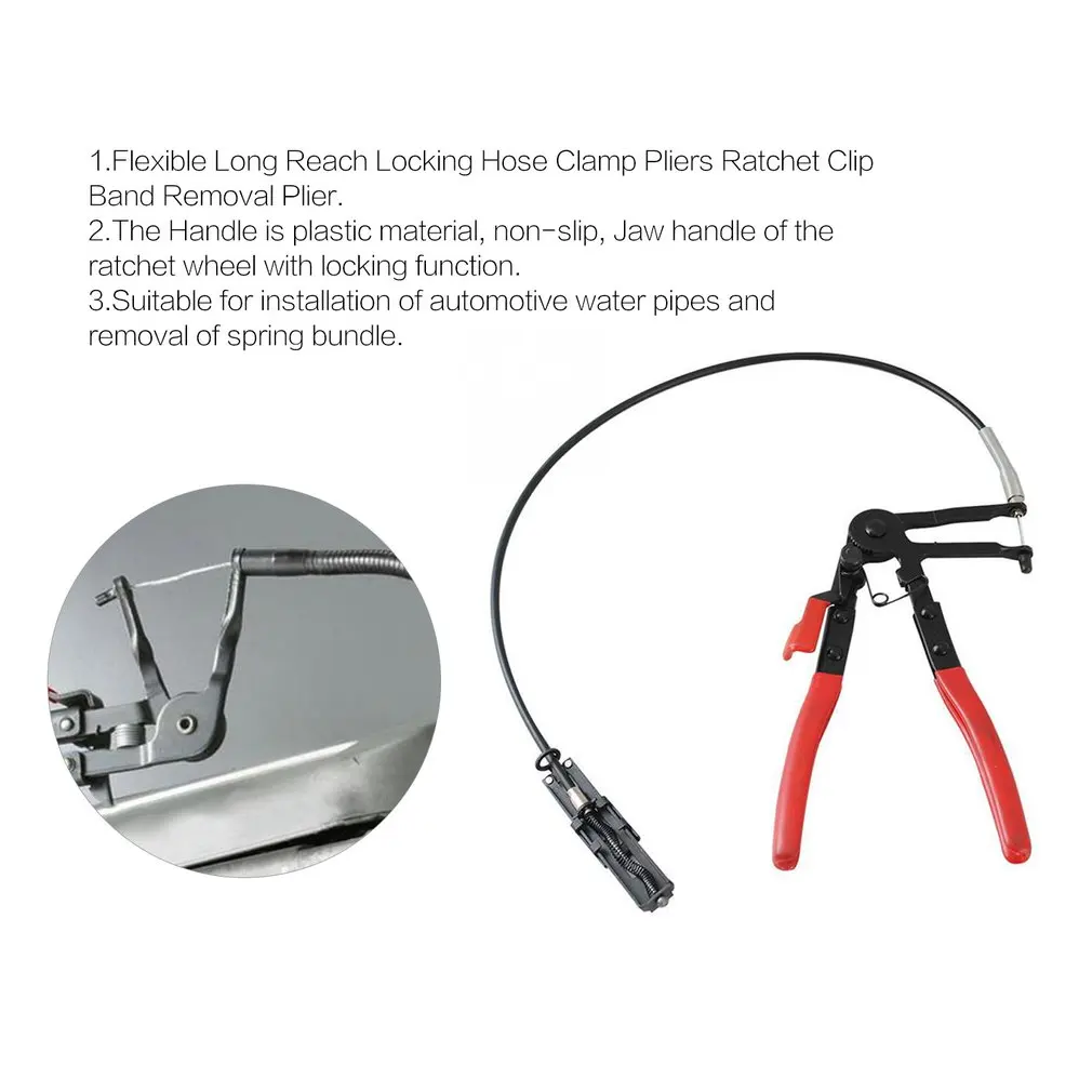 

Clamping Pliers Cable Type Flexible Wire Long Automotive Hose Clamp Pliers Straight Throat Tube Bundle Car Repair Hand Tools