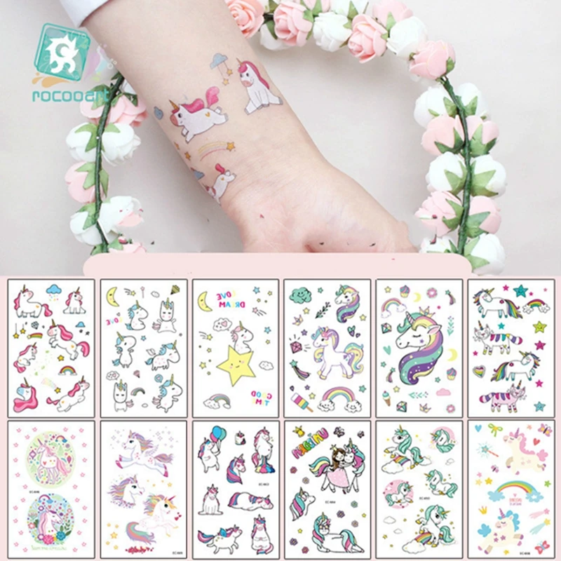 

Cartoon Unicorn Temporary Tattoo Stickers for Children Waterproof Water Transfer Sticker Kindergarten Tools
