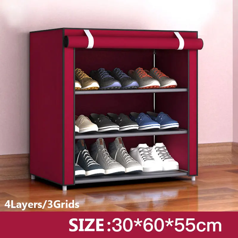 

Shoe Cabinets Multilayer Metal Nonwoven Fabric Shoes Rack Simple Dustproof Removable Entryway Shoe Storage Shelf Combination