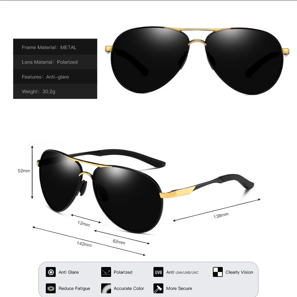 

High-end PIlot for Men Women Driver Sun Glasses Polarized Mirror Sunglasses Custom Made Myopia Minus Prescription Lens -1 to -6