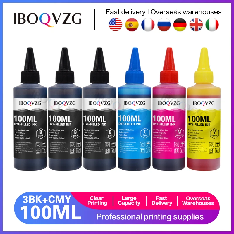 IBOQVZG 100 мл бутылка чернил для Canon MG2540 MG2540S MG 2540 2540S PIXMA TS3140 MG3040 IP445 MG2940 MG2942 MG2944 набор для пополнения чернил
