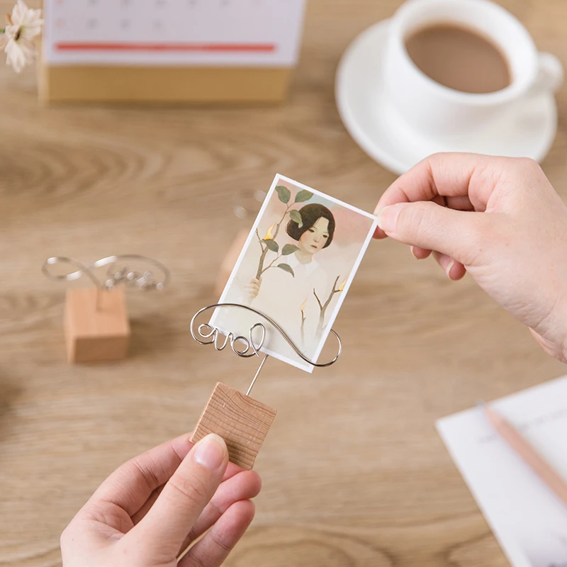 Мини Железный зажим для фотографий креативный круглый деревянный фон дня