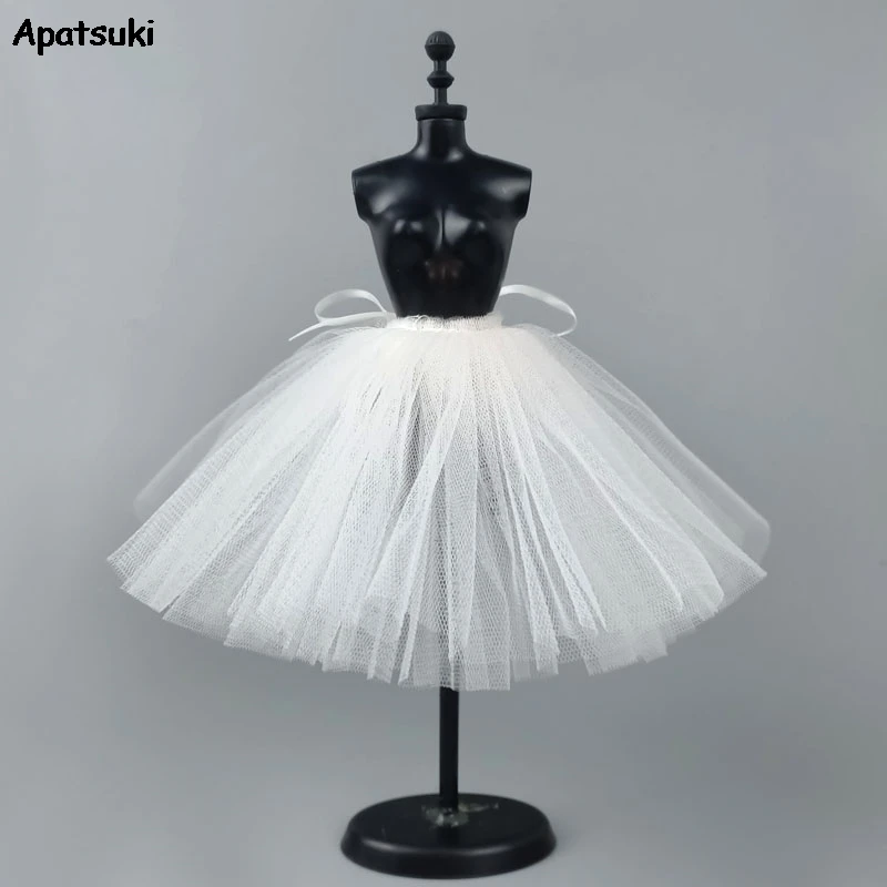 White Petticoat Crinoline For Barbie Doll Tutu Dresses Underskirt Clothes Outfits 1/6 BJD Dollhouse Accessories Baby DIY Toys