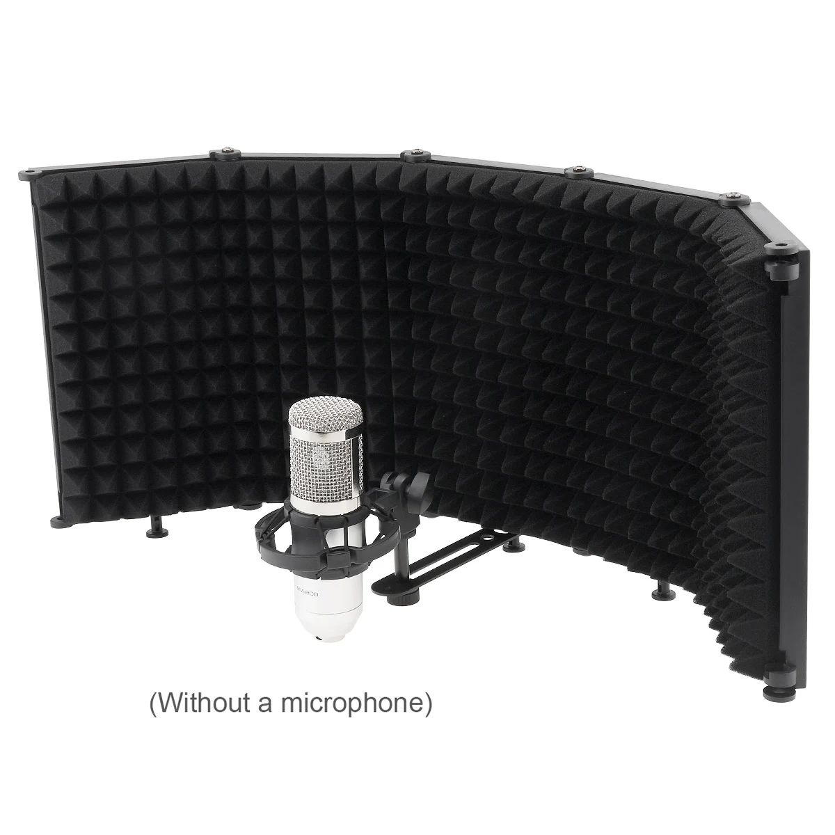 

Plastic Microphone Isolation Shield 5-Panel Wind Screen 3/8" and 5/8" Threaded High Density Absorbing Foam Live Broadcast