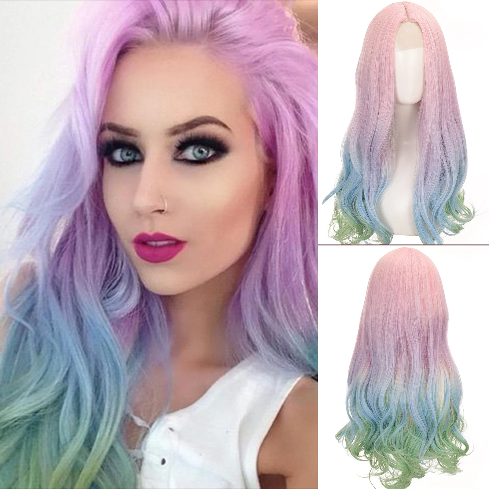 

LVHAN HD прозрачные парики фронта шнурка цвета холодной волны парик фронта шнурка al трехцветный Радужный парик головного убора