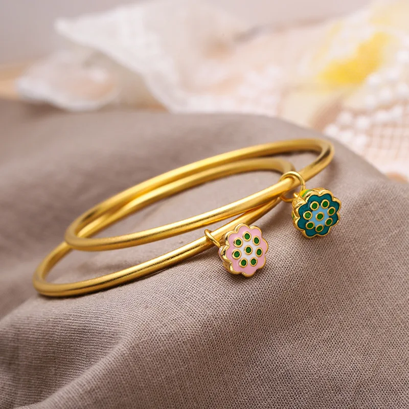 

Gold-plated Copper Women's Luxury Bracelet Viet Nam Court Style Gilt Bracelet Valentine's Day Gift Charm Bracelet Bangle Luxury