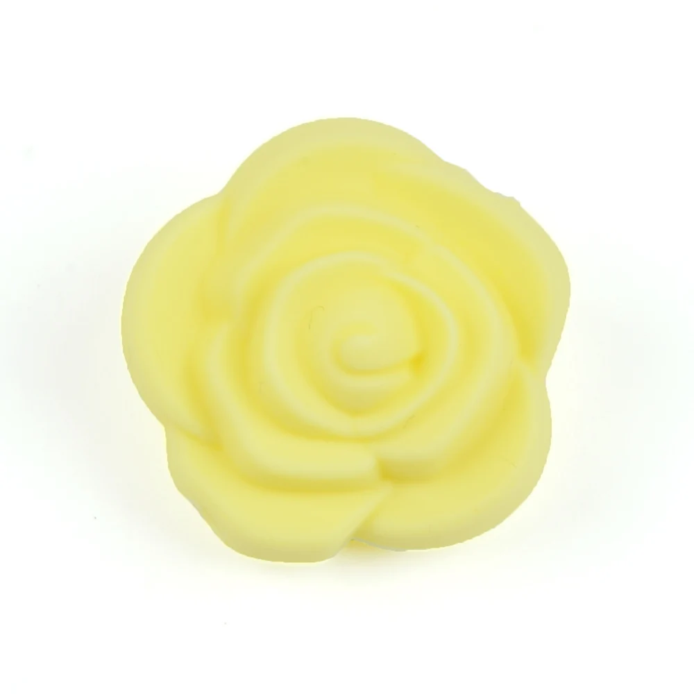 cream yellow LOFCA, 50 шт в наборе, двойной уход за кожей лица силиконовые в форме цветка бусины Роза прорезывания зубов очаровательный Прорезыватель для зубов, жевательная резиновая горячая Распродажа Цепочки и ожерелья мягкая жевательная игрушка в подарок - Цвет: cream yellow
