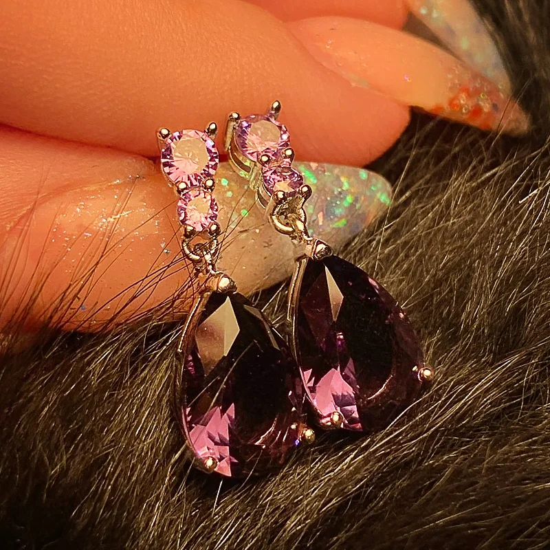 Классические большие серьги Huitan в форме капли воды с фианитами женские свадебные