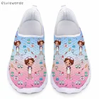 Кроссовки ELVISWORDS женские с мультяшным рисунком, Повседневные Дышащие сетчатые легкие лоферы, без шнуровки, плоская подошва, летние