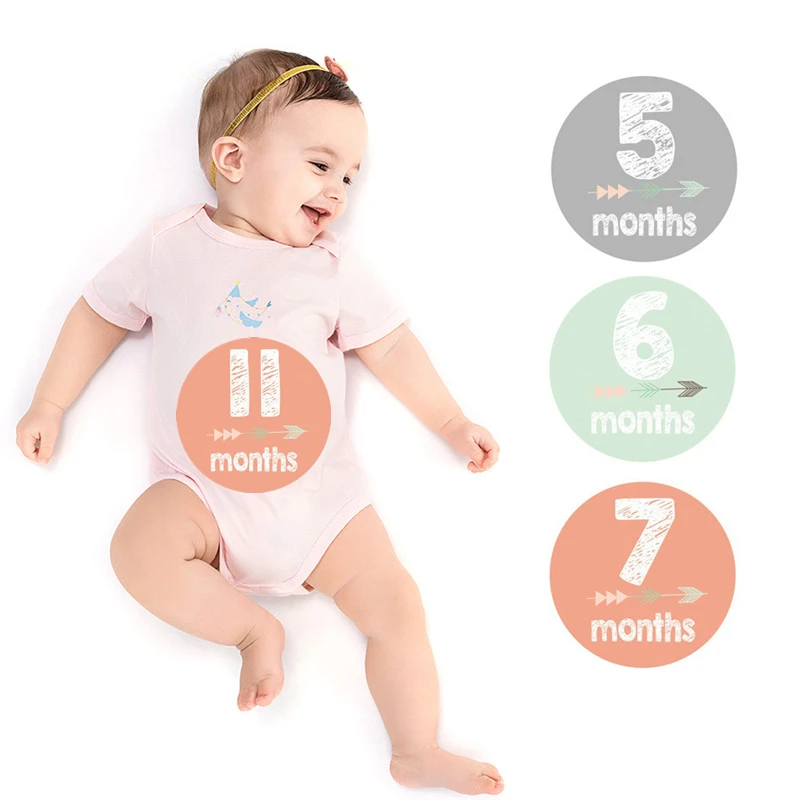 Pegatinas de Belly Milestone para beb&eacute;s, conjunto de n&uacute;meros, Firsts de 0 a 12M, regalo de ducha, accesorios para fotograf&iacute;a para ni&ntilde;as, accesorios para recuerdos, ropa-0