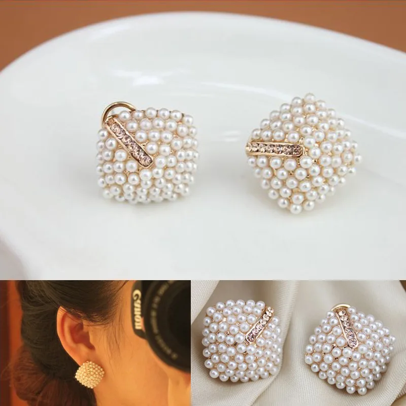 Женские модные серьги-гвоздики женские элегантные жемчужные серьги