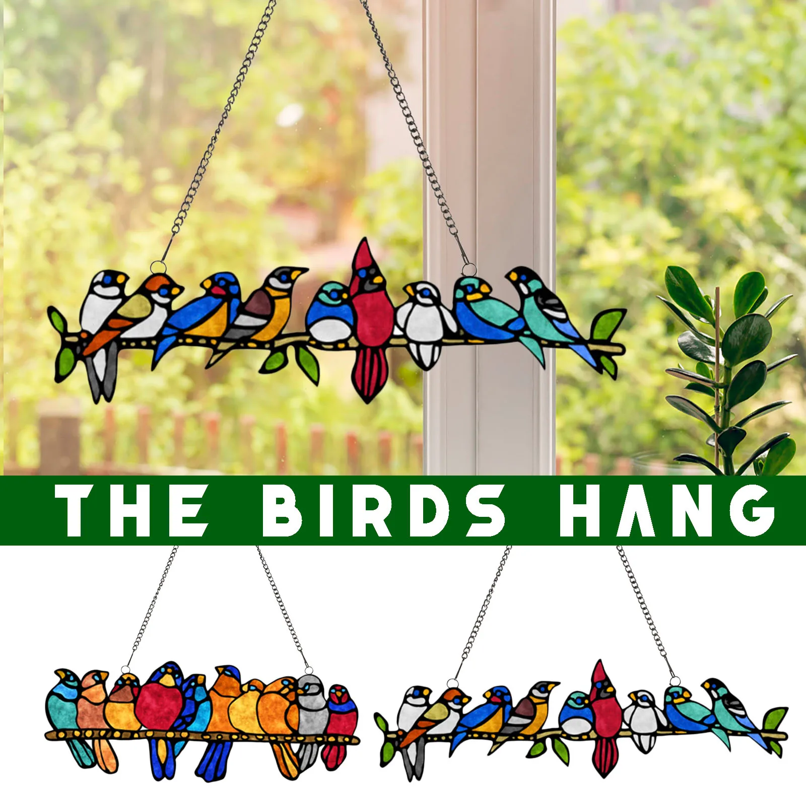 

Bird Species Stained Window Pendant Hanging Suncatcher Acrylic Birds Hanging Pendant Shop Window Handicraft Hanging Ornaments