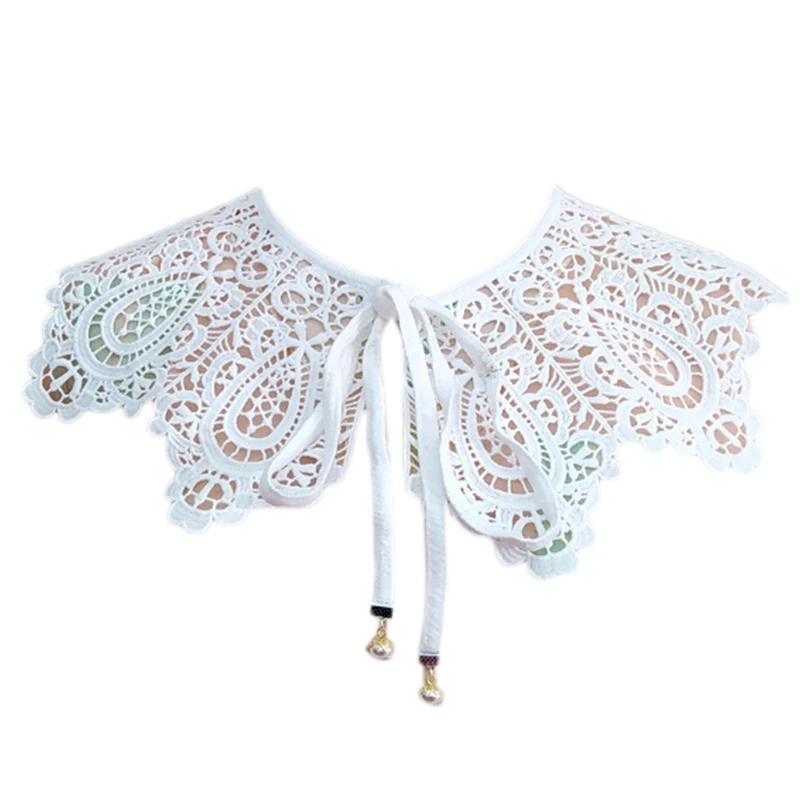 

Women's all-match lace hollow embroidered short shawl pearl buckle short shawl false collar