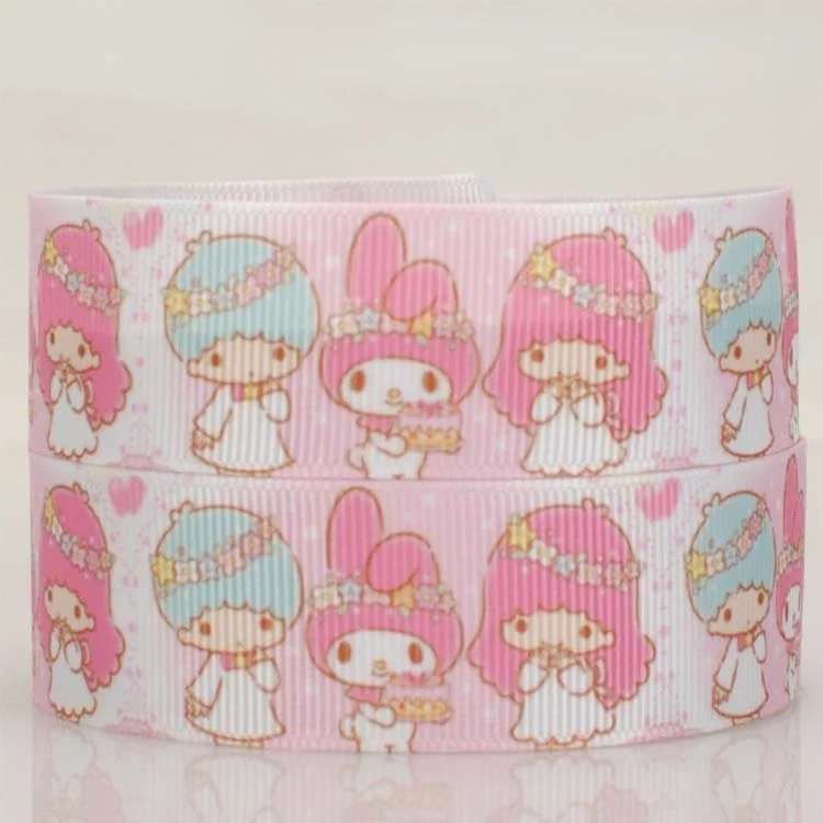Полосатая Милая Репсовая лента Hellokitty с изображением розового персонажа 22 мм бант