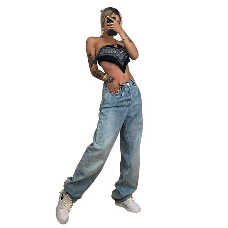 

2021 Summer Women's Clothing New High-waisted Thin Casual Hundred with Loose Straight Fashion Jeans