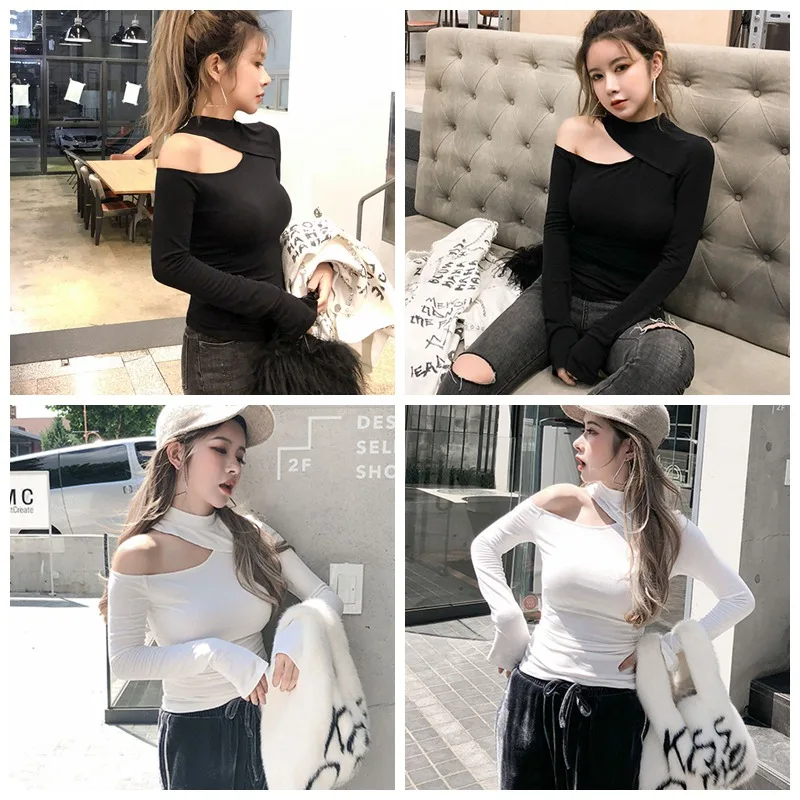 Женская футболка OIONINOS трикотажная с вырезами на плечах и надписью женская одежда